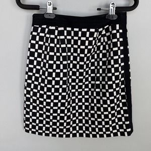 White House Black Market Black and White Checked Pencil Skirt Size 00P